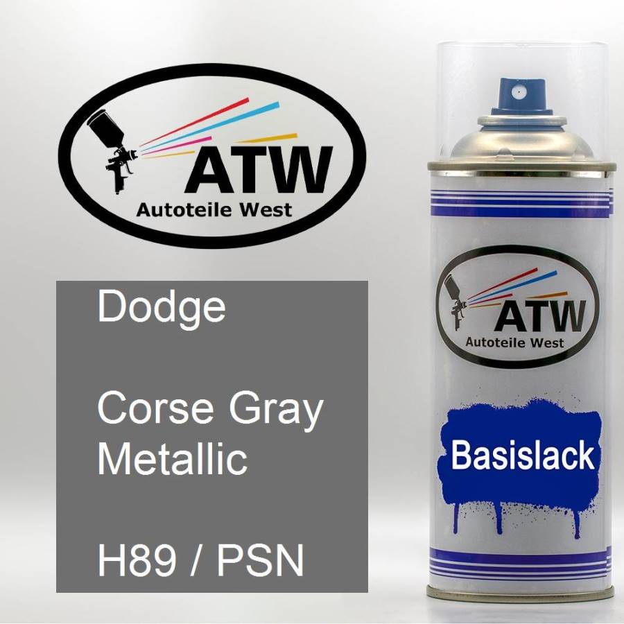 Dodge, Corse Gray Metallic, H89 / PSN: 400ml Sprühdose, von ATW Autoteile West.